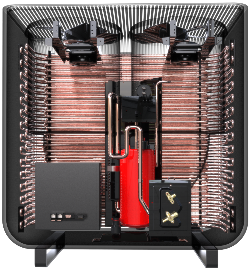 Heat exchanger — internal copper coil + compressor